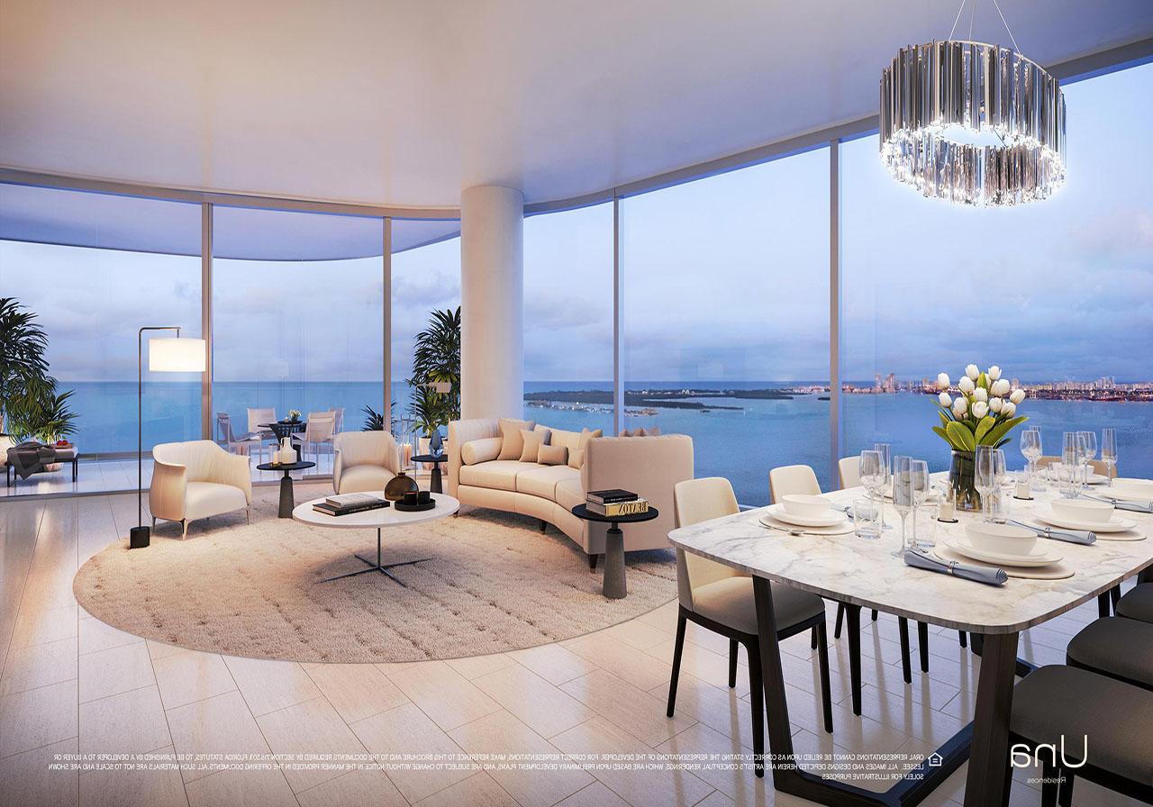 Una Residences Living Room Rendering