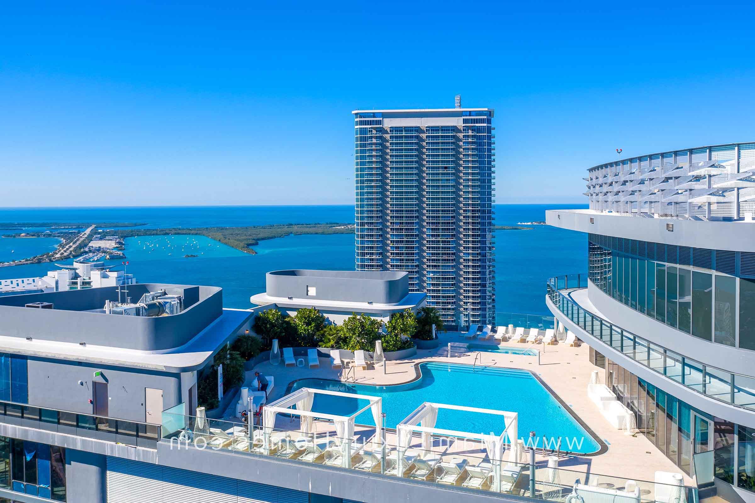 Aerial View of Brickell Flatiron Rooftop Pool