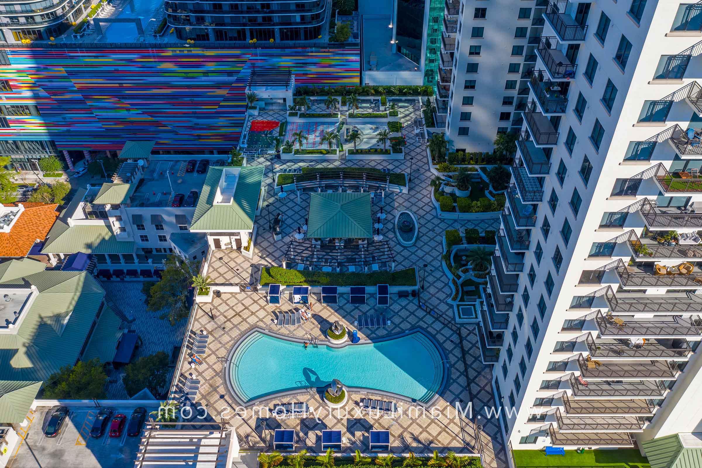 Aerial View of Nine at Mary Brickell Village Pool Deck